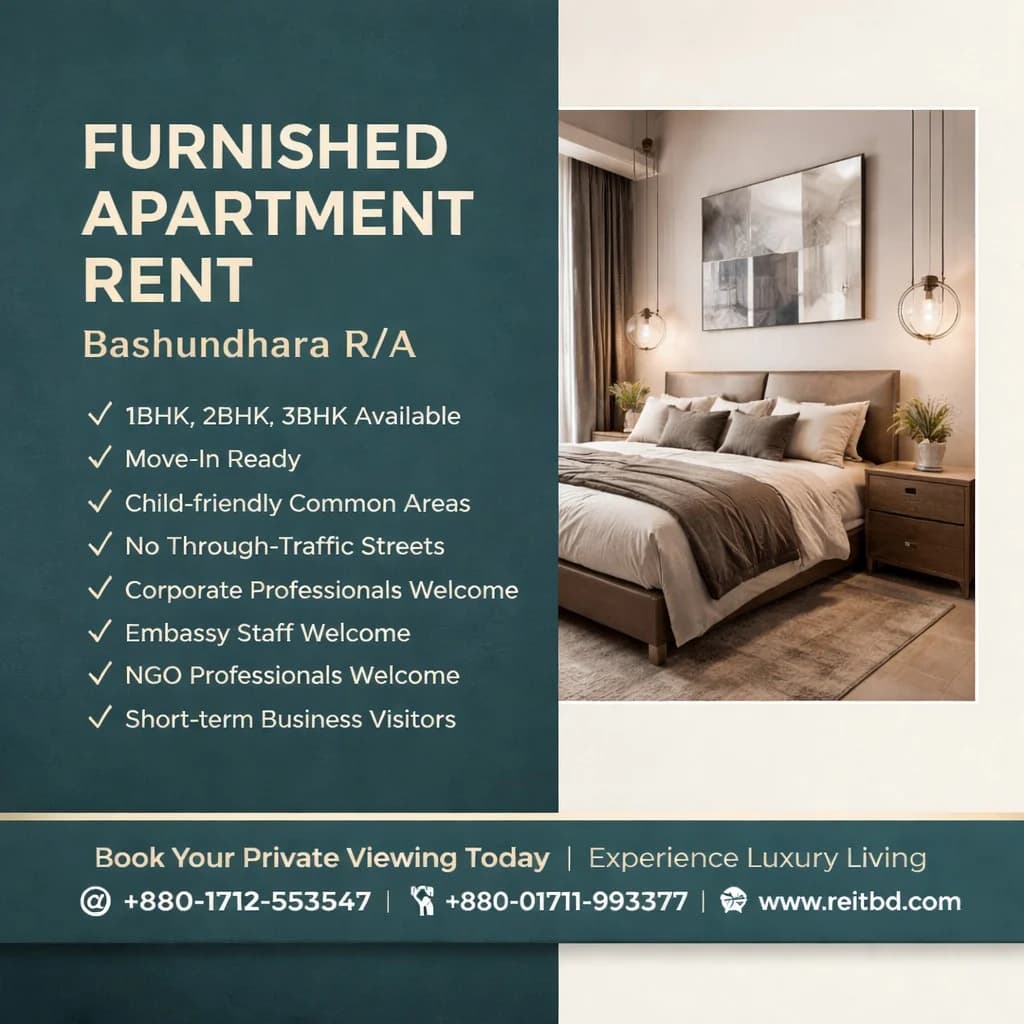 Rent Flat / Apartment at Bashundhara R/A in Dhaka
